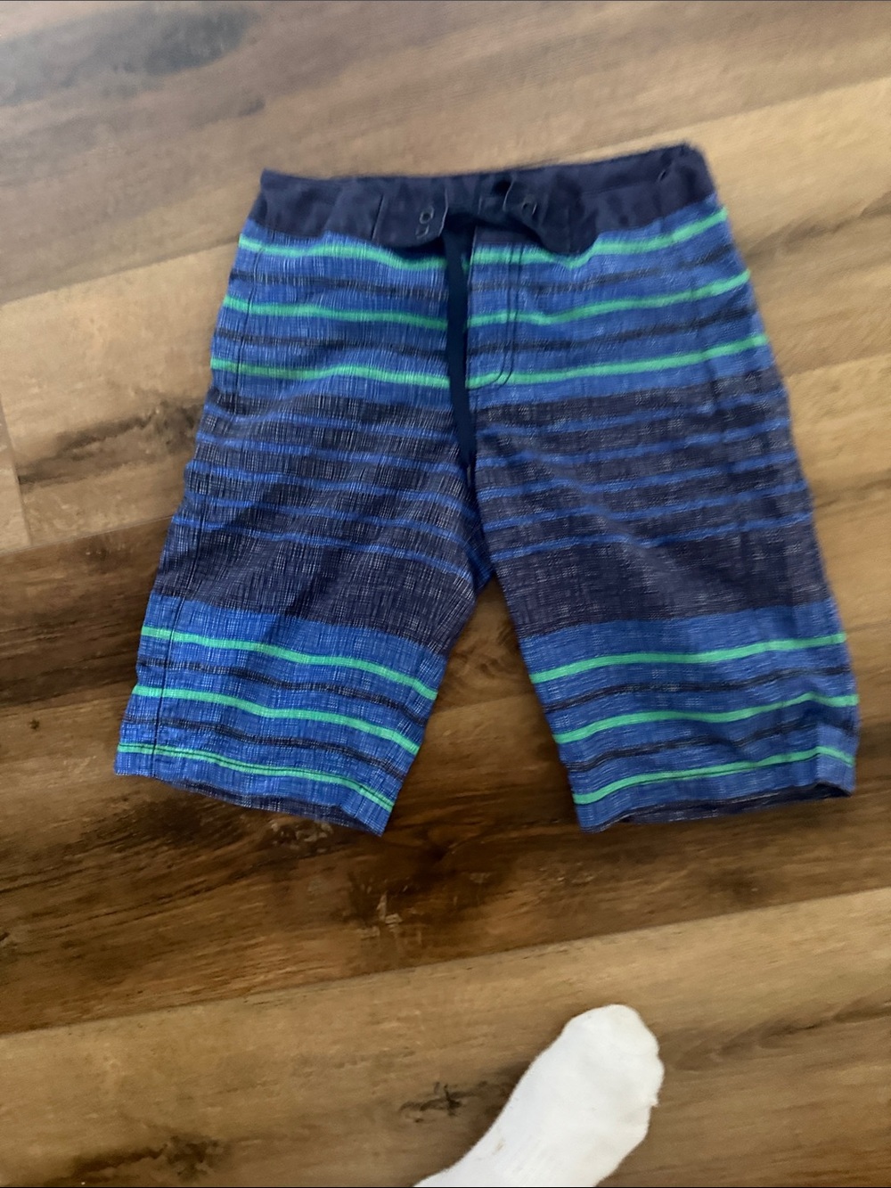 Kathmandu Blue and Green Striped Kids Swim Trunks